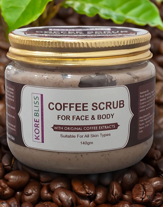 KoreBliss Coffee Body Scrub with Coffee Extract for Face & Body - 140g