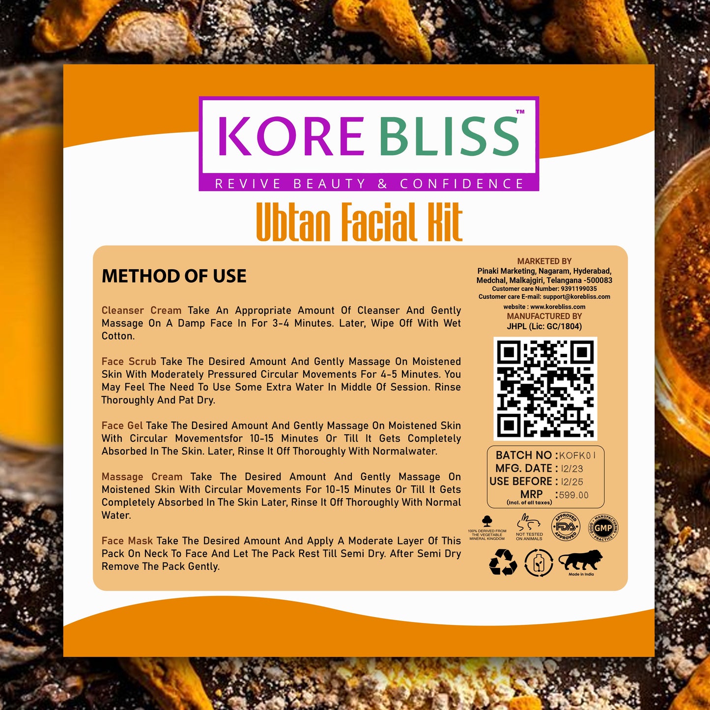 Kore Bliss Ubtan Facial Kit - Step into Radiance - 125g