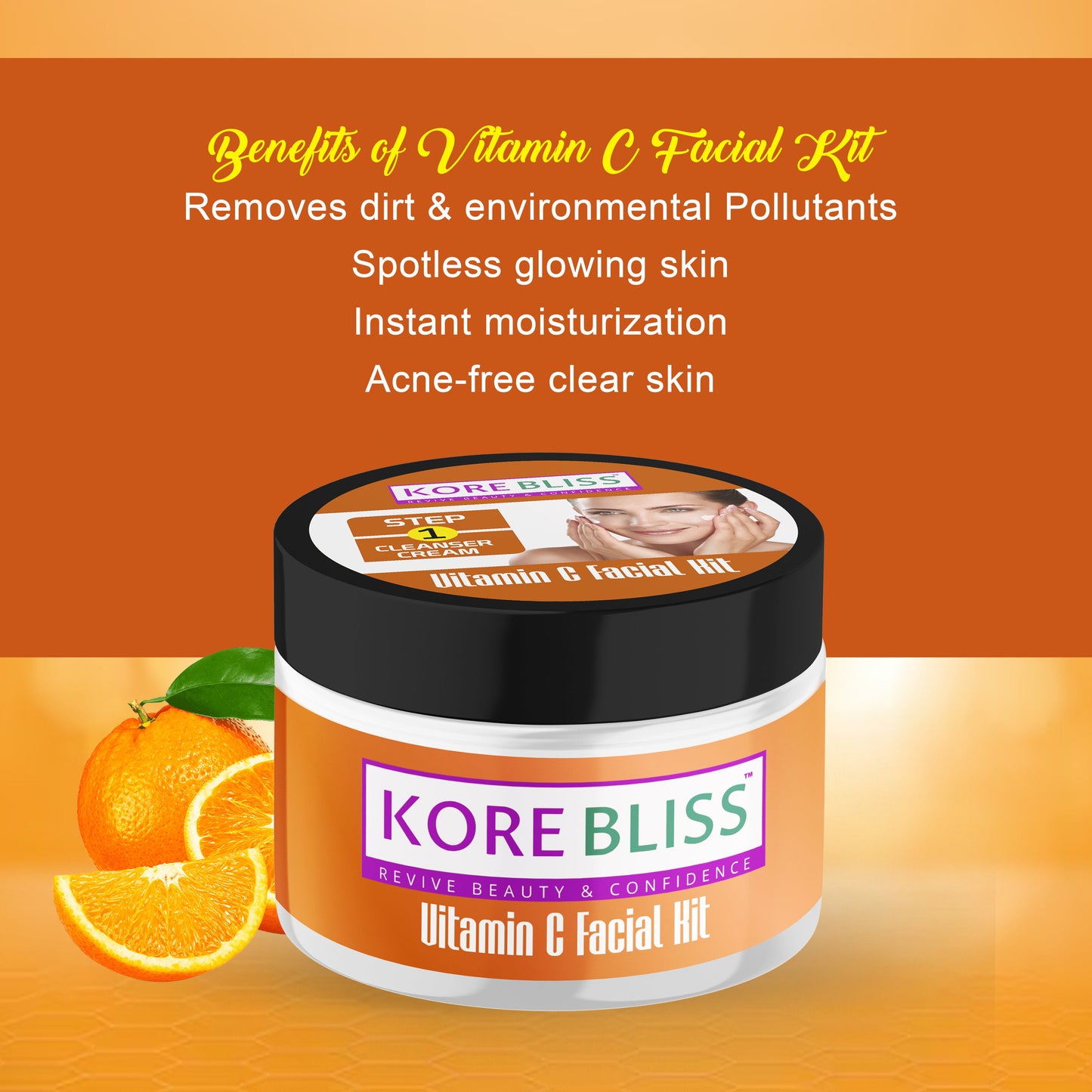 Kore Bliss Vitamin C Facial Kit - Revitalize Your Radiance - 125g