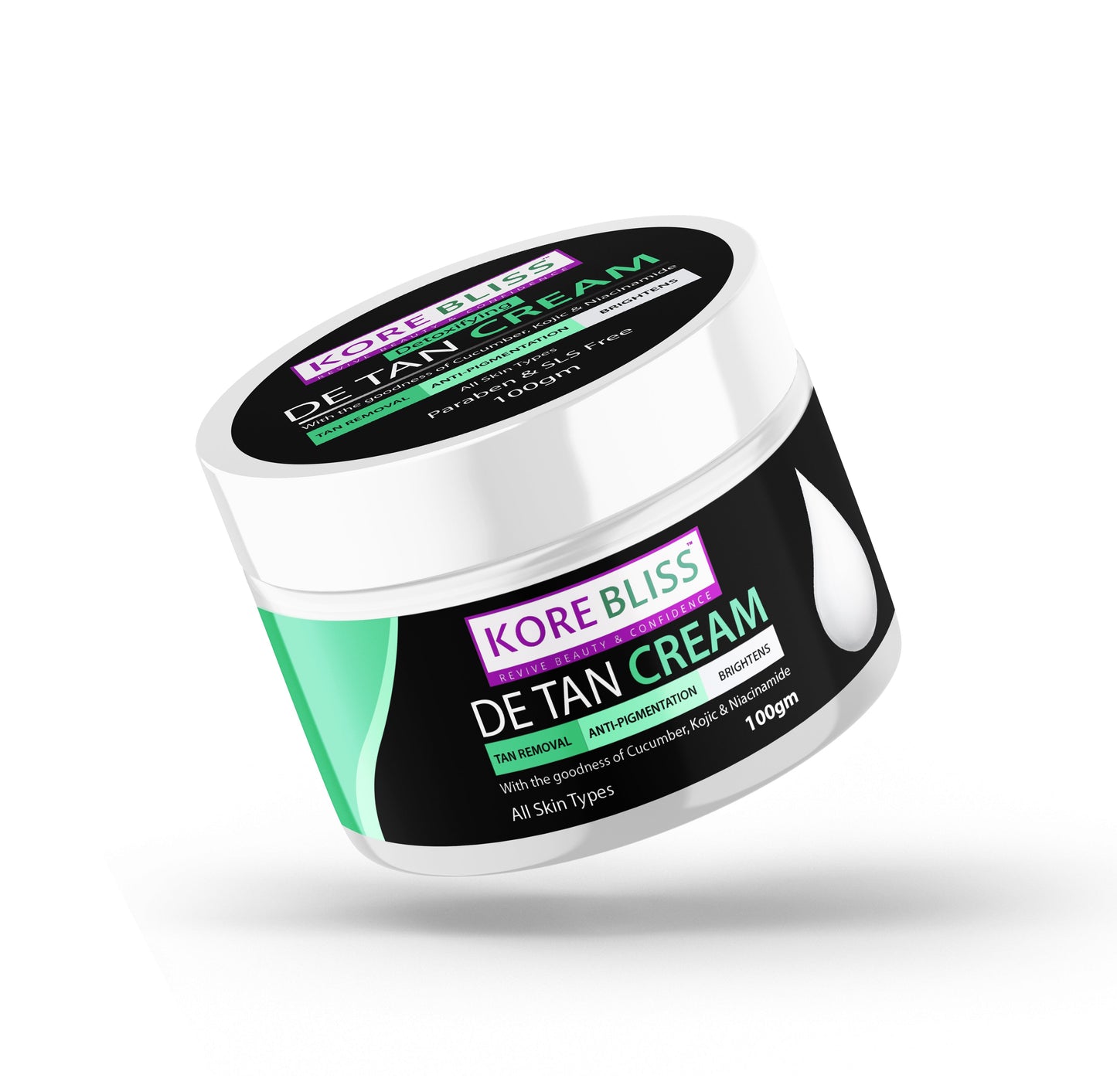 Kore Bliss De-Tan Cream with Cucumber, Kojic Acid & Niacinamide- 100g