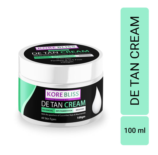 Kore Bliss De-Tan Cream with Cucumber, Kojic Acid & Niacinamide- 100g