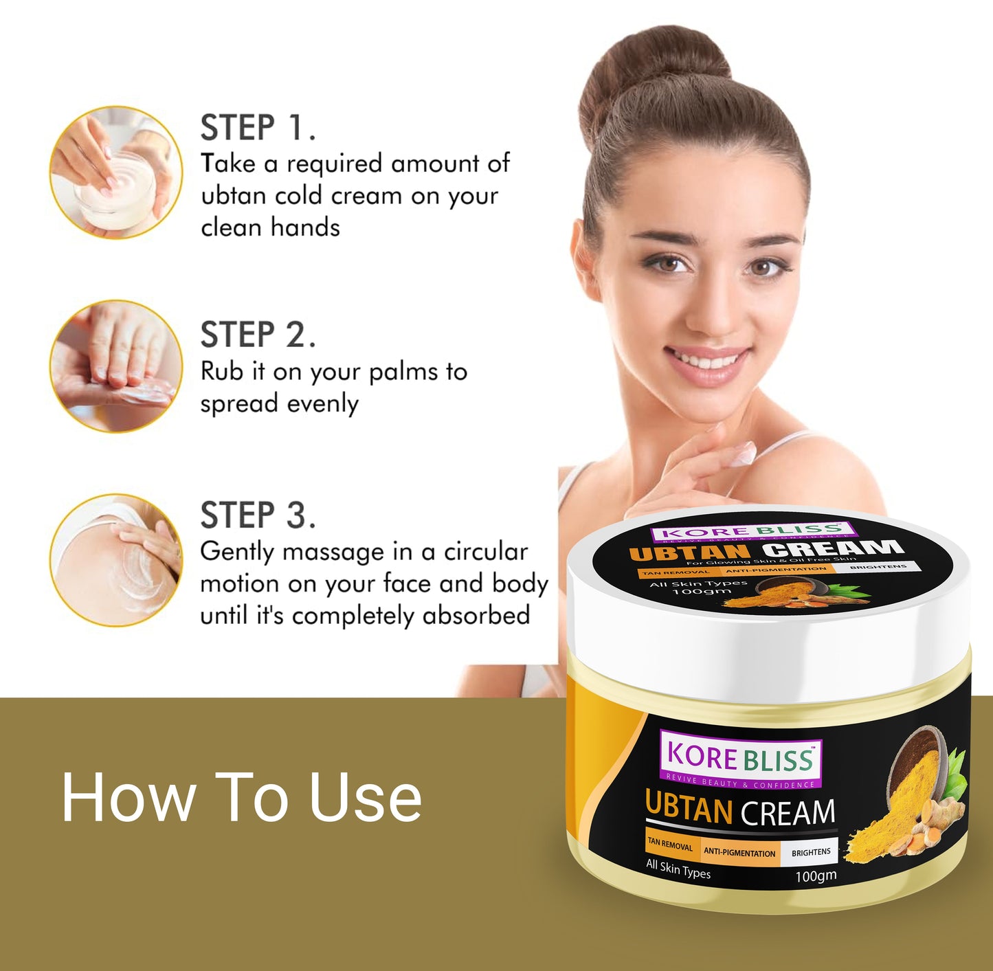 Kore Bliss Ubtan Cream with turmeric, saffron & Gram Flour- 100g