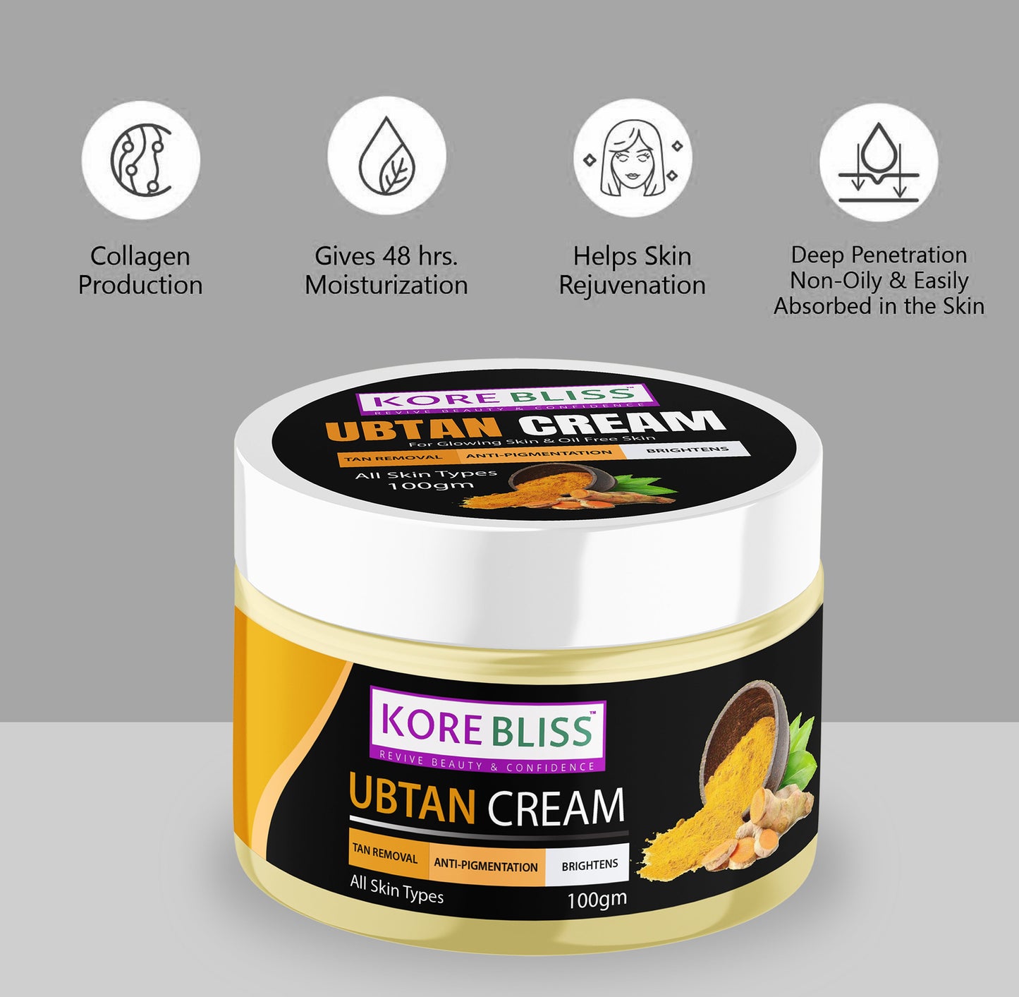 Kore Bliss Ubtan Cream with turmeric, saffron & Gram Flour- 100g